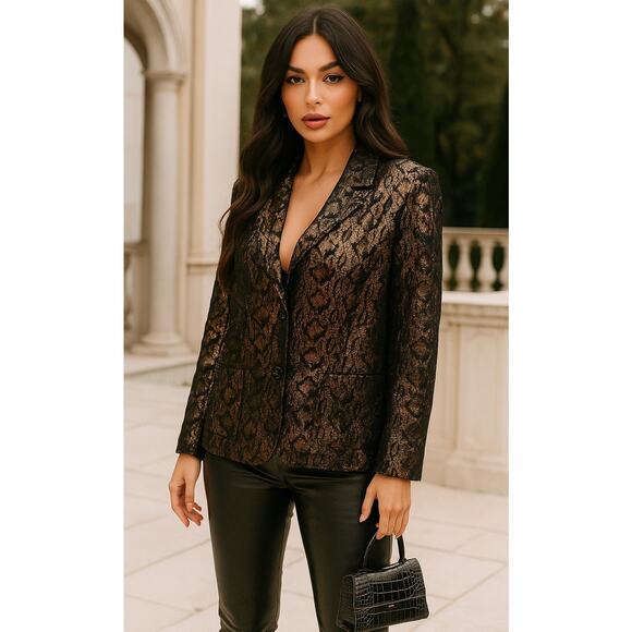 NWT Erin London Metallic Tortoise Snake Print 3-Button Blazer Jacket XL Mobwife - Picture 1 of 11